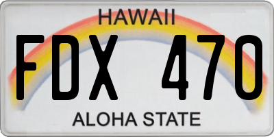 HI license plate FDX470