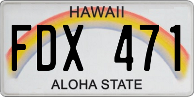 HI license plate FDX471