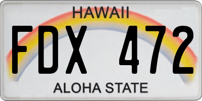 HI license plate FDX472