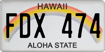 HI license plate FDX474