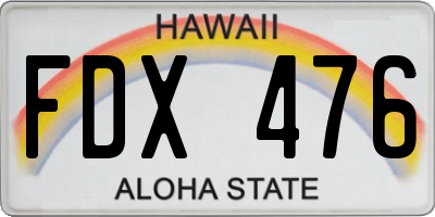 HI license plate FDX476