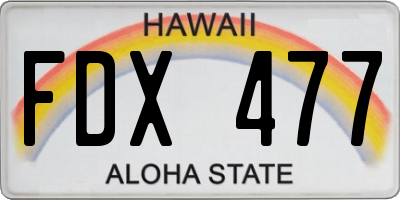 HI license plate FDX477