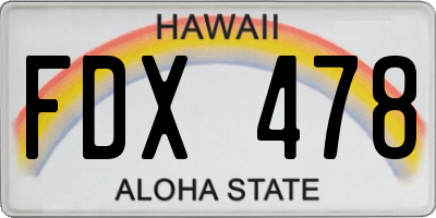 HI license plate FDX478