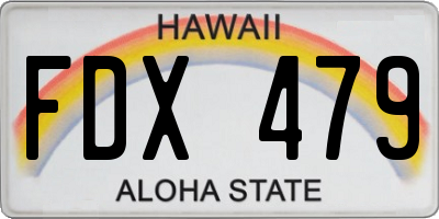 HI license plate FDX479