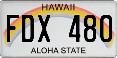 HI license plate FDX480