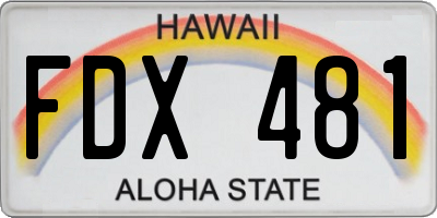 HI license plate FDX481