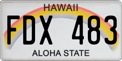 HI license plate FDX483