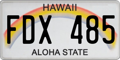 HI license plate FDX485