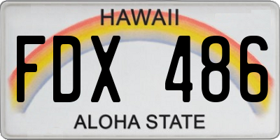 HI license plate FDX486