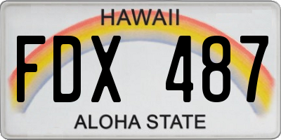 HI license plate FDX487