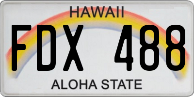 HI license plate FDX488