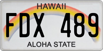 HI license plate FDX489