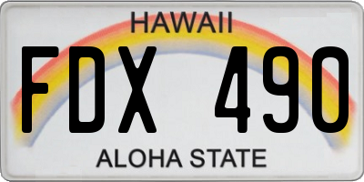 HI license plate FDX490