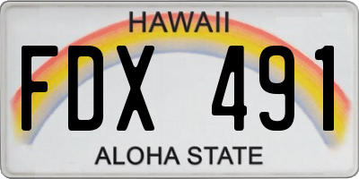 HI license plate FDX491