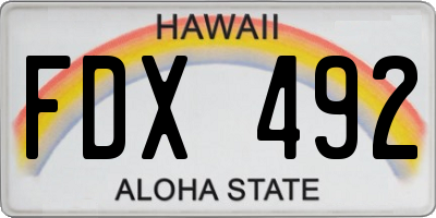 HI license plate FDX492