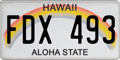 HI license plate FDX493