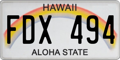 HI license plate FDX494