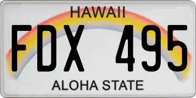 HI license plate FDX495