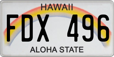 HI license plate FDX496