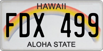 HI license plate FDX499