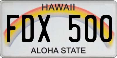 HI license plate FDX500