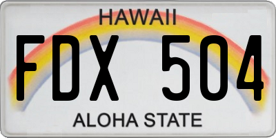 HI license plate FDX504