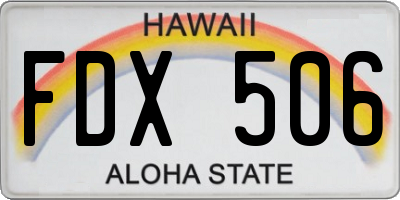 HI license plate FDX506