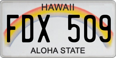 HI license plate FDX509