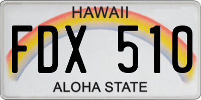 HI license plate FDX510