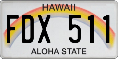 HI license plate FDX511
