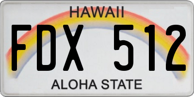 HI license plate FDX512