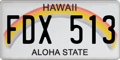 HI license plate FDX513