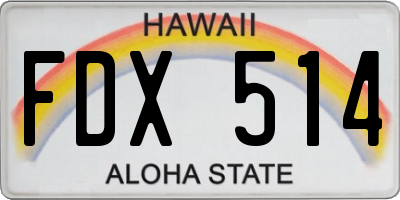 HI license plate FDX514