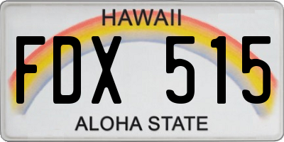 HI license plate FDX515