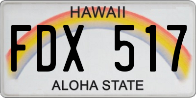 HI license plate FDX517