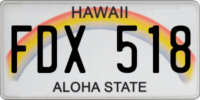 HI license plate FDX518