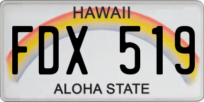 HI license plate FDX519
