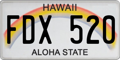 HI license plate FDX520