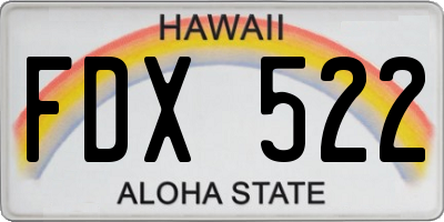 HI license plate FDX522