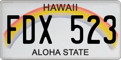 HI license plate FDX523