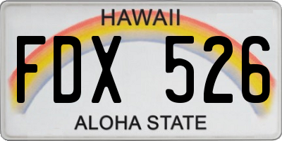HI license plate FDX526