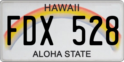HI license plate FDX528