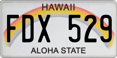 HI license plate FDX529