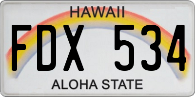 HI license plate FDX534