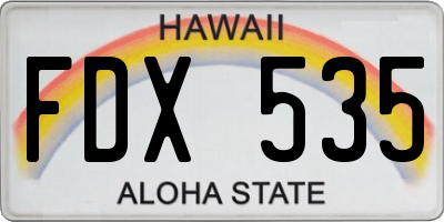 HI license plate FDX535