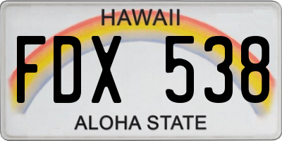 HI license plate FDX538