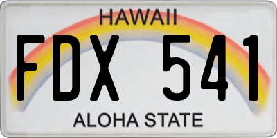 HI license plate FDX541