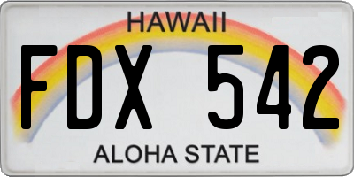 HI license plate FDX542