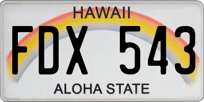 HI license plate FDX543