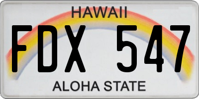 HI license plate FDX547
